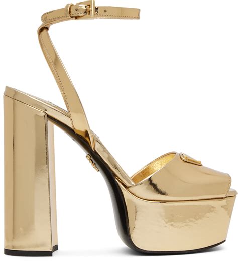 prada ankle strap sandal gold|prada heeled sandals.